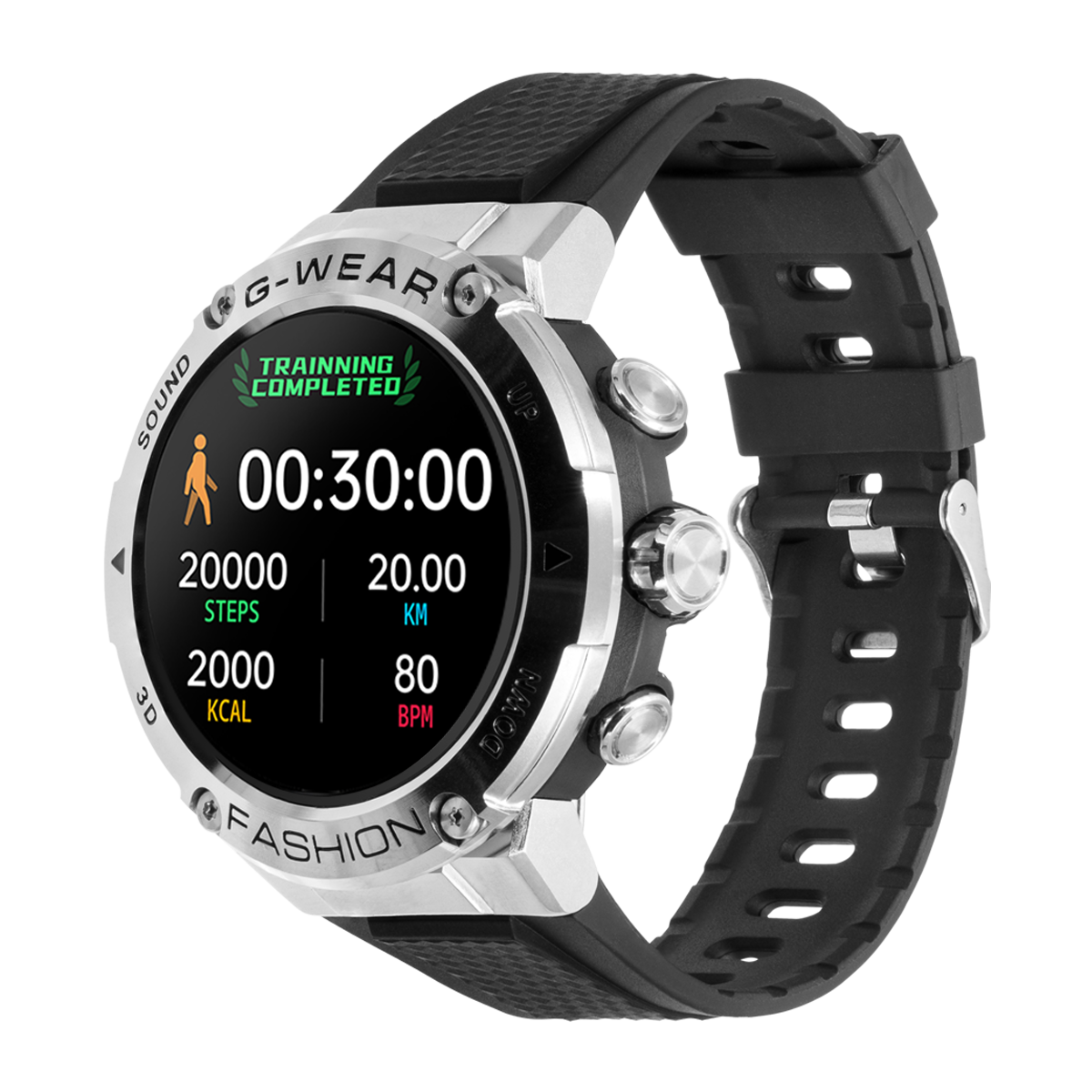 sportowy smartwatch watchmark g-wear srebrny