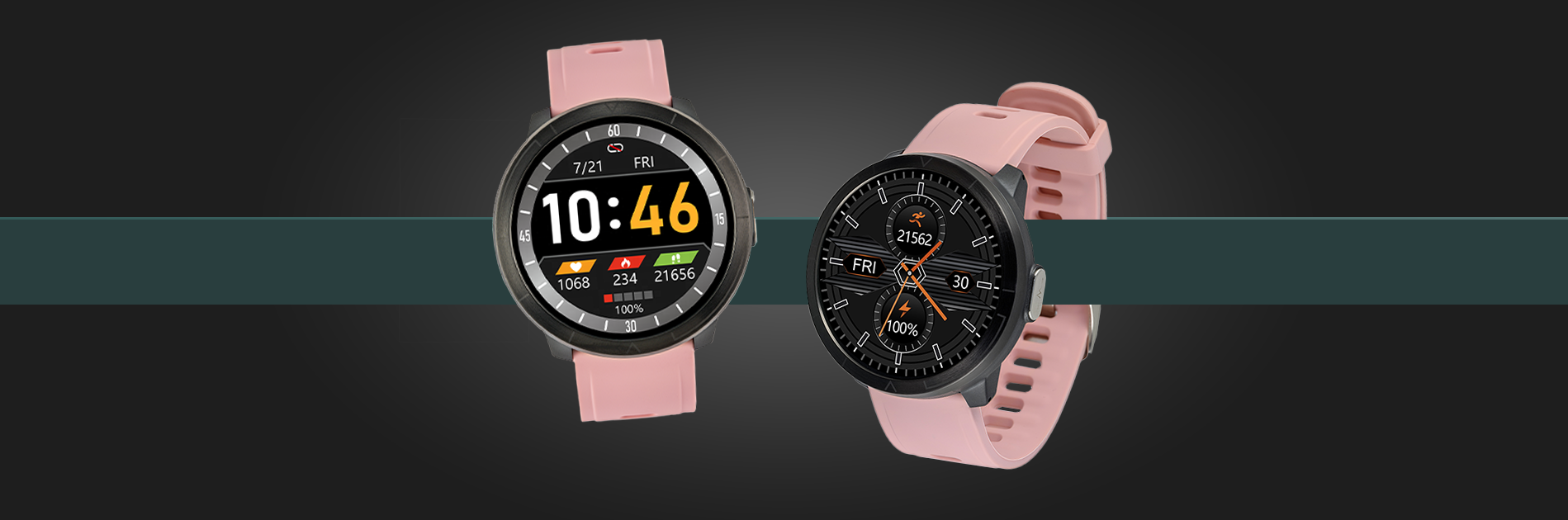 smartwatch damski kardio z silikonowym różowym paskiem